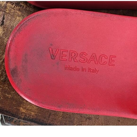 Versace Palazzo Medusa Pool Slides 'Cardinal Red Women's 9.5 Men's 8 - Picture 7 of 13